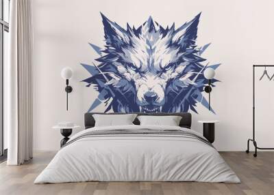 illustration of a wolf's face Wall mural