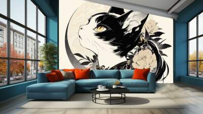 Stylized Cat Logo in Vector Format Wall mural