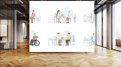 Set of man and woman patient in doctor office for medical consultation or diagnosis treatment, healthcare concept, nursing and medical staff Wall mural