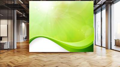 Abstract green vector background with wave pattern Wall mural