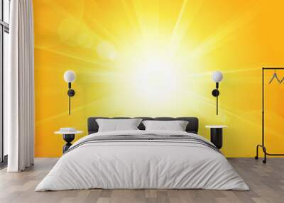 bright vector sun with lens flare Wall mural