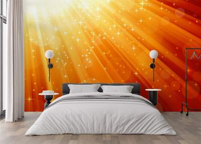 Magic stars descending on beams of light Wall mural