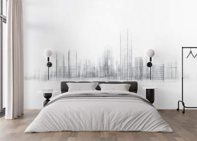 a drawing x ray of modern city landscape, buildings Wall mural