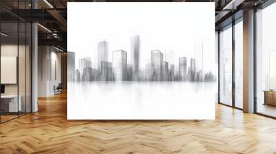 a drawing x ray of modern city landscape, buildings Wall mural