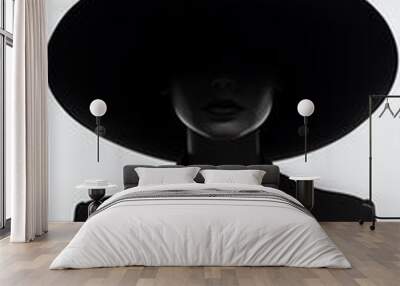 AI-Infused Elegance: Timeless Women with Hats - Monochrome Portraits, Digital Glamour, and Stylish Headwear by Artificial Intelligence - Explore the Fusion of Classic Noir Aesthetics and Futuristic Mo Wall mural