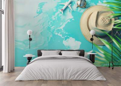 travel concept background, copy space in the left Wall mural