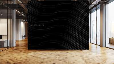 Abstract futuristic dark black background with modern wave design. Realistic 3d wallpaper with flowing lines. Perfect background for posters, websites, brochures, banners, apps, etc. Wall mural