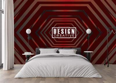 Abstract red glowing geometric lines on dark red background. Modern shiny red curved lines pattern. Futuristic technology concept, suitable for covers, posters, banners, brochures, websites, etc. Wall mural