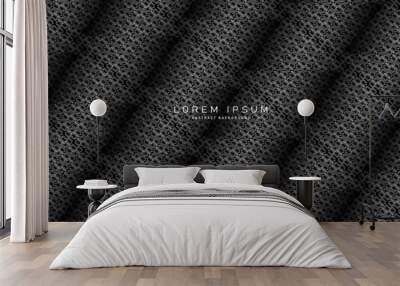 Black abstract background. Modern shape concept. 3d metal. Steel texture. Wall mural