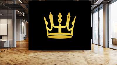 Premium style abstract gold crown logo symbol. Royal king icon. Modern luxury brand element sign. Wall mural