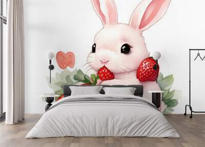 rabbit with heart Wall mural