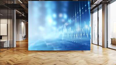 Medical light blue background for complex medical data, aiding in diagnosis and decision-making and cardiogram Wall mural