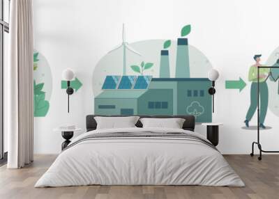 Organic cotton clothing production process that is friendly to nature and sustainable. Vector design illustration. Wall mural