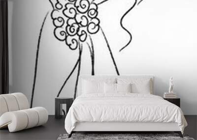 bride drawing Wall mural