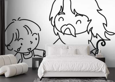 vector drawing cartoon Jesus Christ with love Wall mural