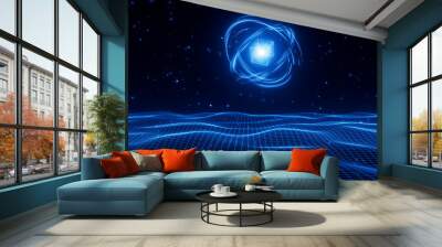 3D rendering big data technology background network creative map Wall mural