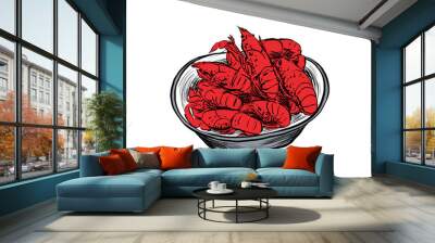 Illustration of Chinese Snack - Thirteen Spices Crayfish | 十三香小龙虾 Wall mural