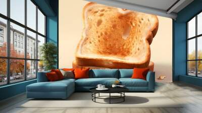 sliced roasted toasts bread, Pieces of lightly toasted white bread, looks delicious for advertising. Wall mural