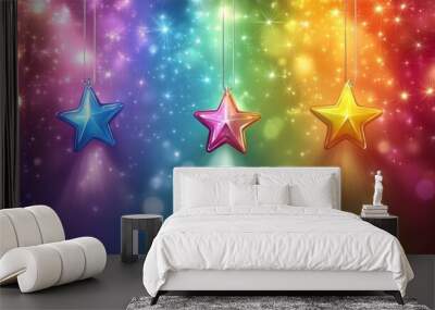 3d colorful stars background Wall mural