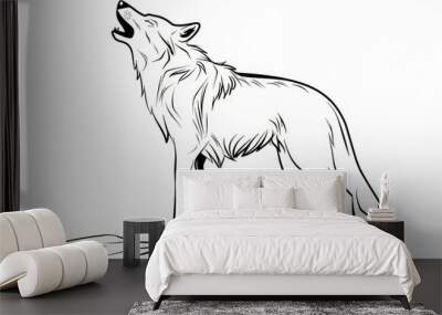 A howling wolf Blank white background  Wall mural