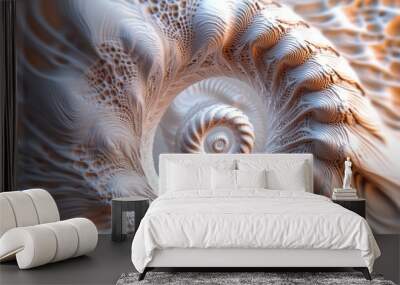 abstracted, long spiral helix isolated stretches longer in background. Wall mural