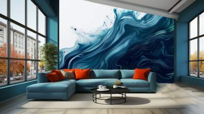 Beautiful abstraction of liquid paints in slow blending flow mixing together gently Wall mural