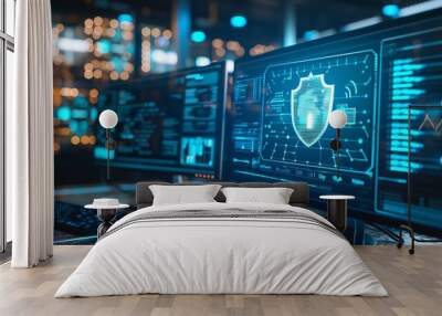 cybersecurity illustration background Wall mural