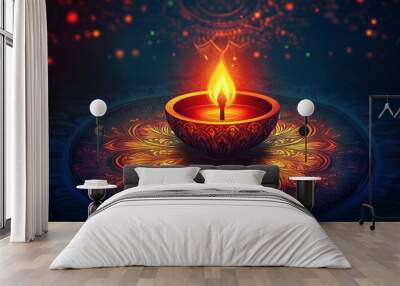 Happy Diwali festival of lights colorful background Wall mural