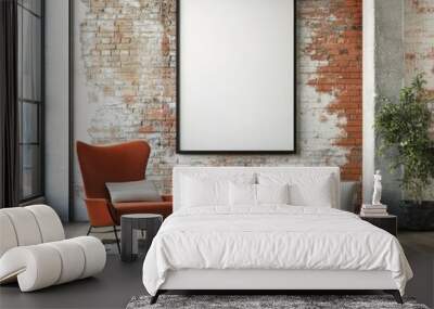 modern interior with blank poster on the wall  Wall mural