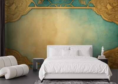 Old Paper texture green and gold
 Wall mural