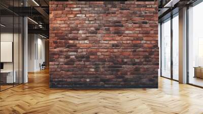 Red brick wall. Texture of old dark brown and red brick wall panoramic backgorund. Generative ai Wall mural