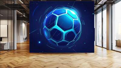 Soccer ball or football with futuristic blue glowing Wall mural