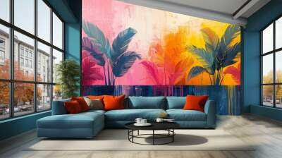 watercolor colorful abstract palm Wall mural