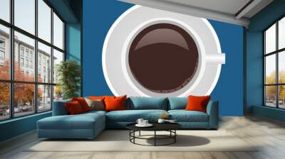 a glass of coffee view from top vector symbol illustration Wall mural