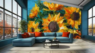 Sunflowers oil art imressionism painting floral modern Wall mural