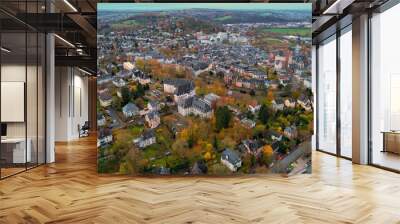 	
Aerial view around the old town of the city  Wetzlar in Germany on a cloudy day in autumn	
 Wall mural