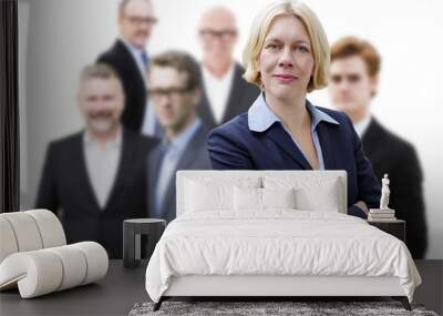 businesswoman in front of her team Wall mural