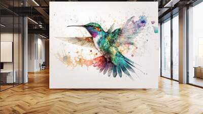 hummingbird in aquarelle style, ai generated Wall mural