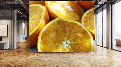 plate with juicy slices of oranges Wall mural