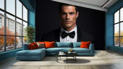 portrait of handsome man in black tuxedo Wall mural