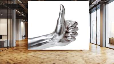 silver hand with thumbs up on isolated background Wall mural