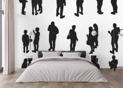 Isometric people, set of axonometric silhouettes, flat vector	
 Wall mural