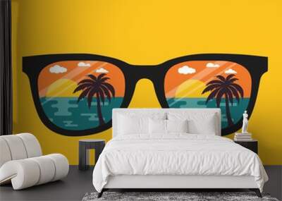 PrintBeach reflection in glasses Wall mural