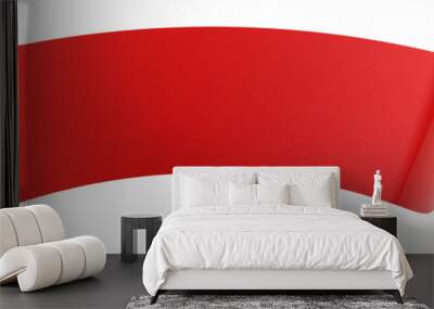 3d red double festive ribbon tag, isolated object Wall mural