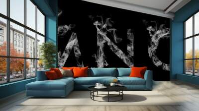 font smoke. letters m, n, o Wall mural