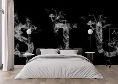 Font smoke. Letters S, T, U Wall mural