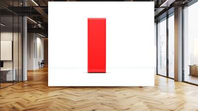 Letter I of red color in 3 positions. 3d Render illustration at different angles: Front, right side, left side. White background, isolated. Wall mural