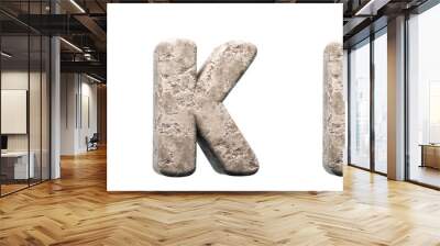 Stone letters J, K, L. 3d render. Rock alphabet. Path save. Wall mural