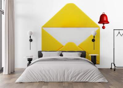 Yellow envelope on a white background. Message and email notification conceptual idea. Wall mural