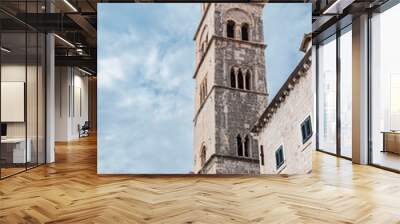 bottom view of the watchtower on the fortress wall of the ancient Croatian city of Dubrovnik Wall mural